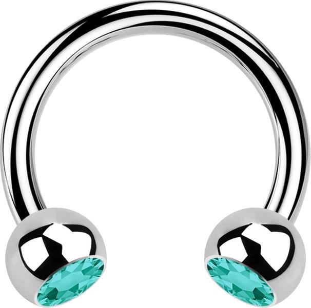 Immagine prodotto Star Piercing Micro Circular Barbell in argento con due sfere di cristallo turchese (Acciaio chirurgico 316L, senza ottone)