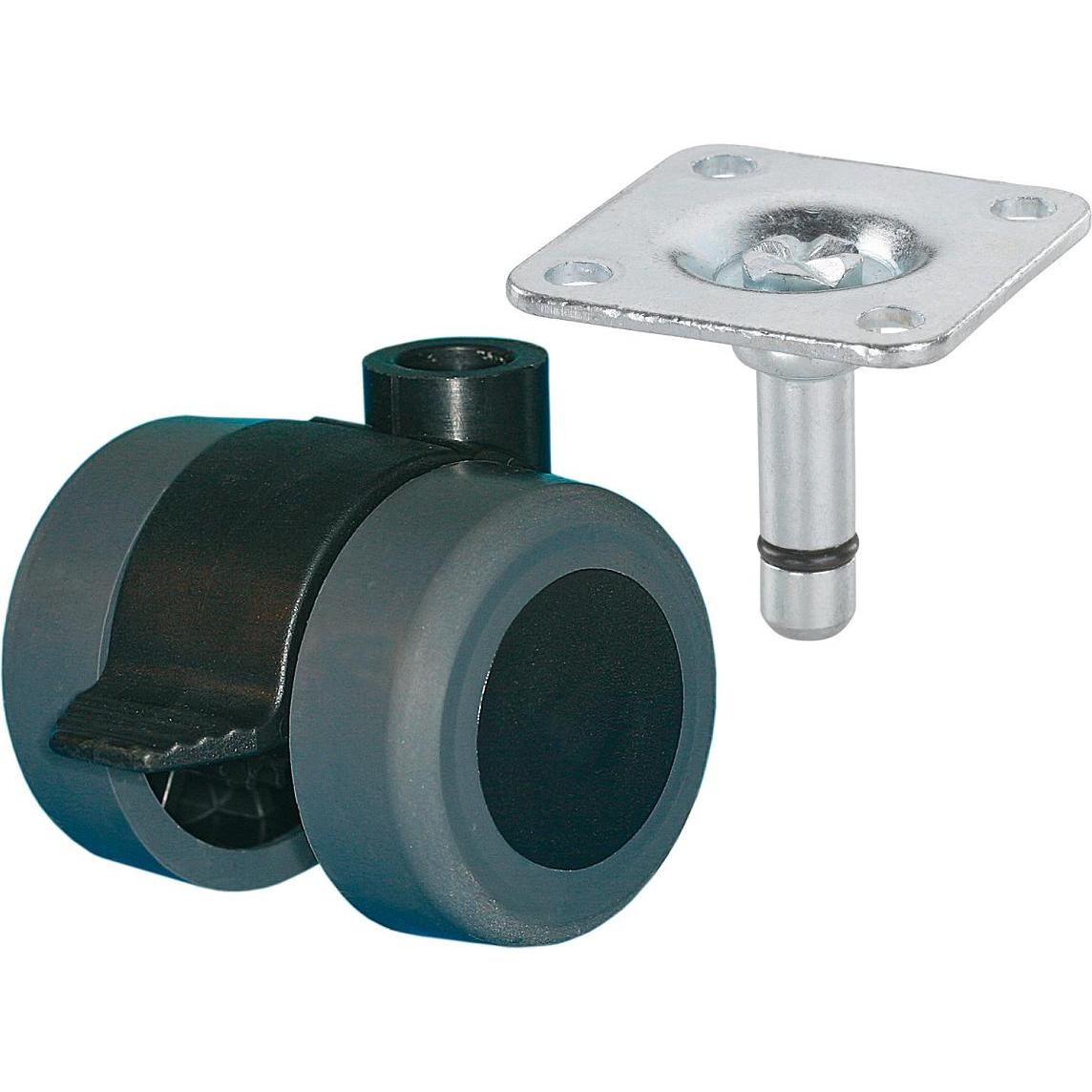 Dörner + Helmer, Möbelrollen, 761335 Parkett-Containerrolle 35mm, Platte, 38x38mm, TrKr 70kg