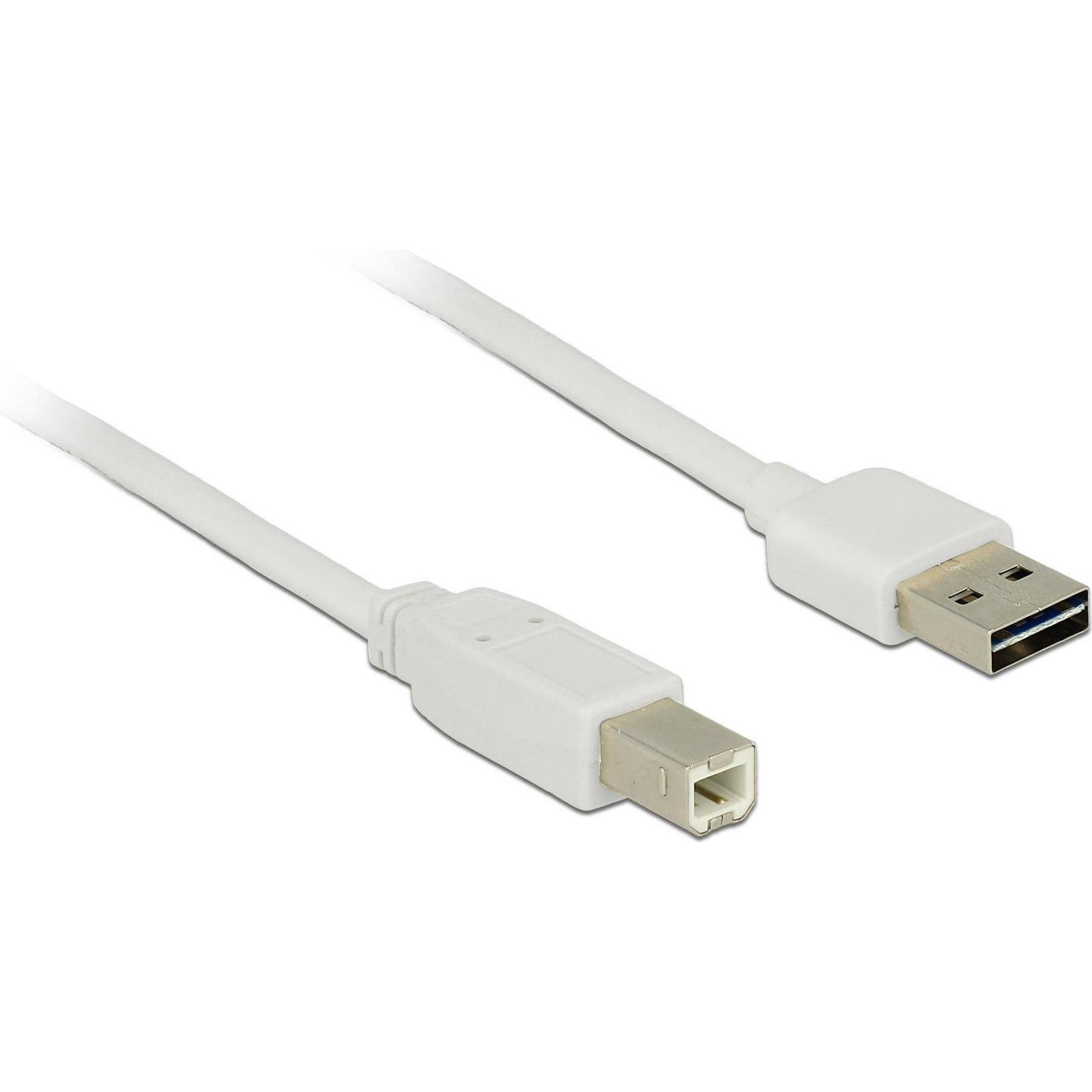 Delock USB2.0-Kabel Easy A-B: 3m, weiss (3 m, USB 2.0), USB Kabel