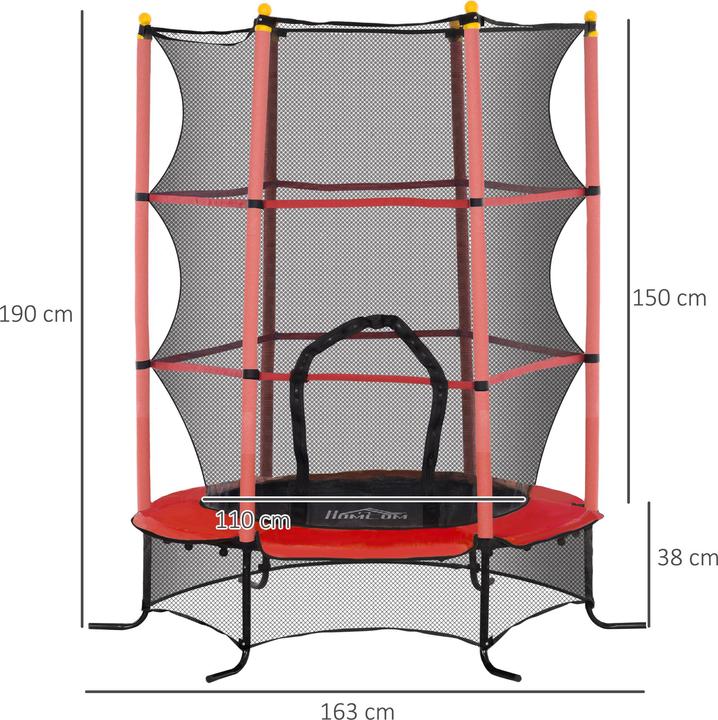 Produktbild Homcom Kindertrampolin Stahl, Kunststoff Rot (163 cm)