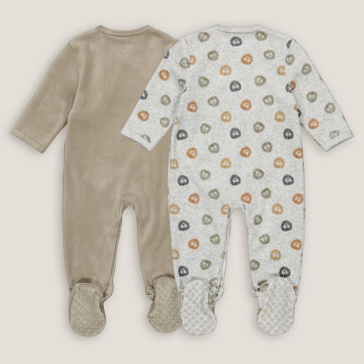 Produktbild La Redoute Collections 2er-Pack Samt-Strampler mit Löwenmotiv (80)