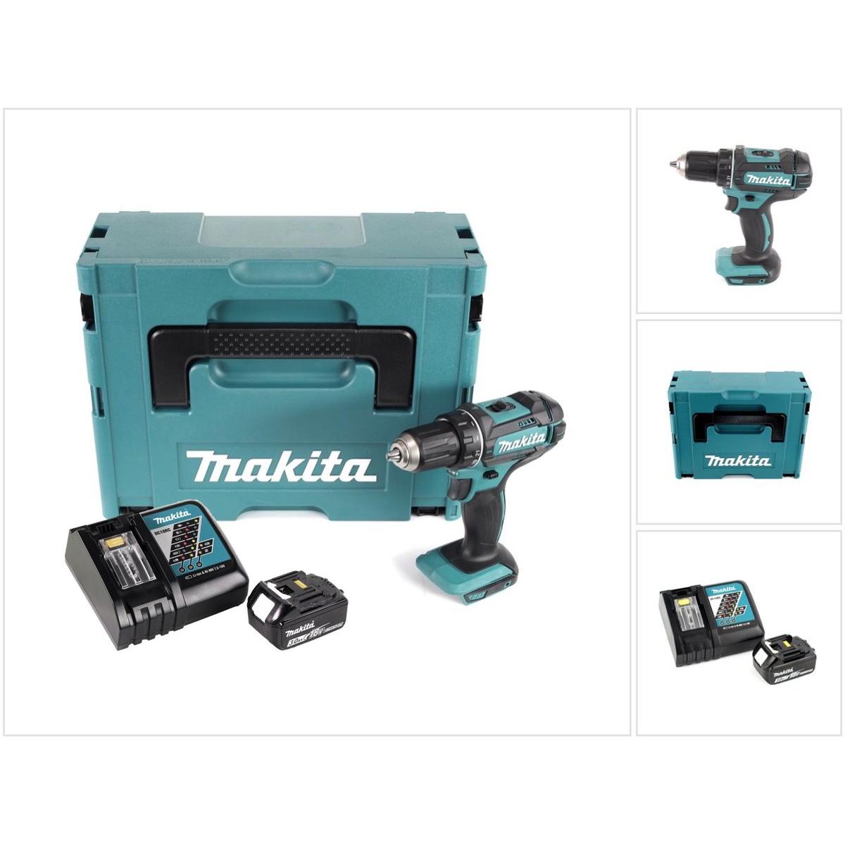 Makita, Bohrmaschine + Akkuschrauber, DDF 482 RF1J Akku Bohrschrauber 18V 62Nm im Makpac + 1x 3,0 Ah Akku + Ladegerät (A...