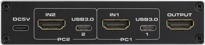 Actual product image SpeaKa Professional HDMI 2.1 Slim KVM 2X1 USB3.0+IR, Black HDMI switch HDMI 3840 x 2160 pixels