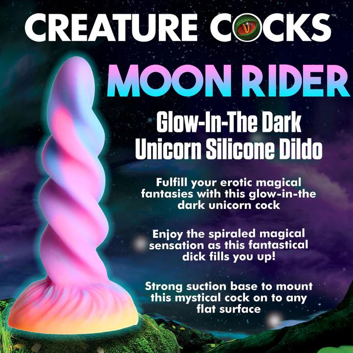 Actual product image Creature Cocks Moon Rider - Glow-in-the-Dark Unicorn Dildo
