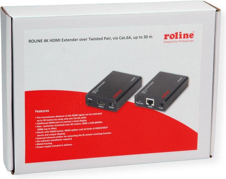 Productafbeelding Roline HDMI A/V verlenger via Cat.6A kabel, 4K@60Hz, 30 m