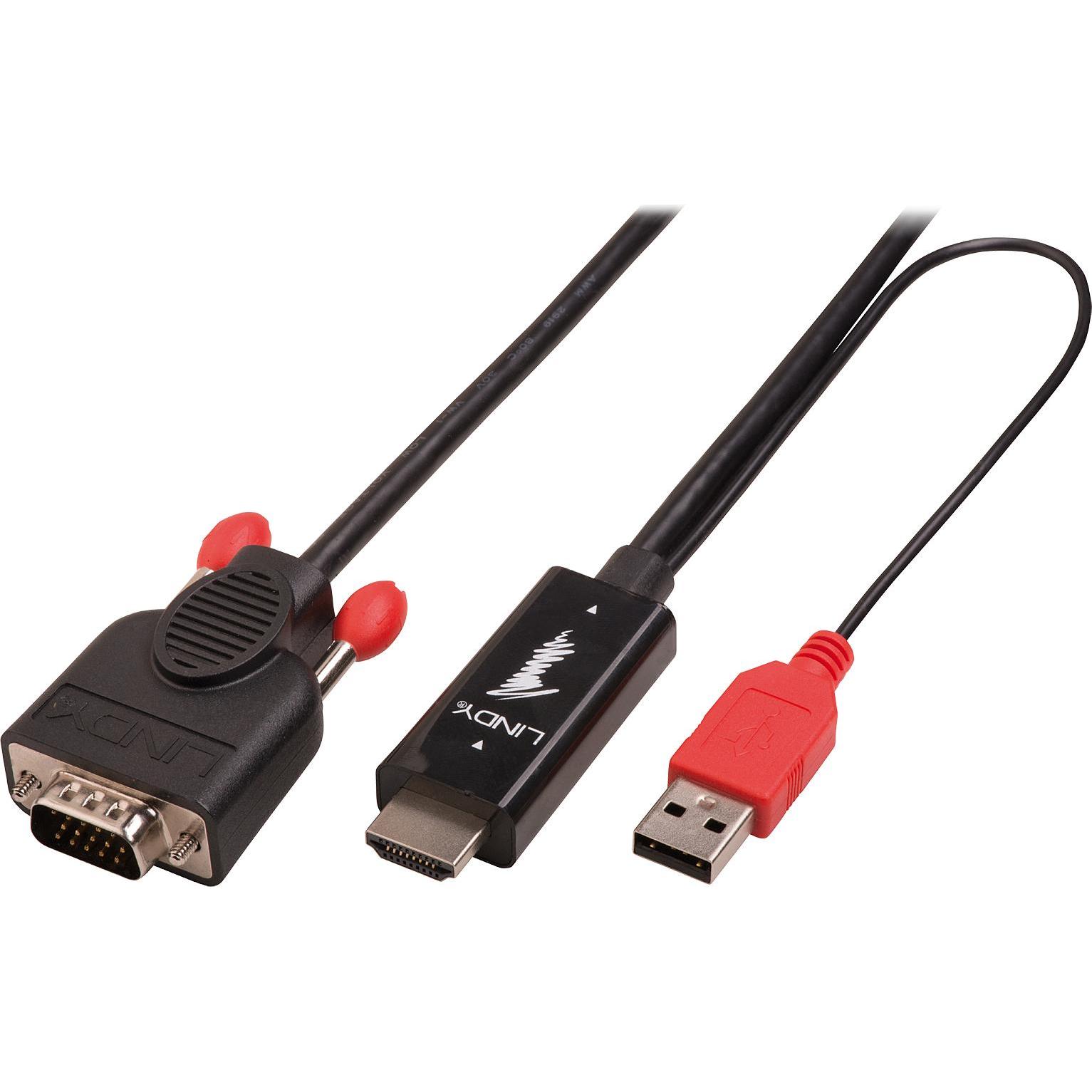 Lindy HDMI (Typ A) — VGA (3 m, HDMI, VGA), Video Kabel