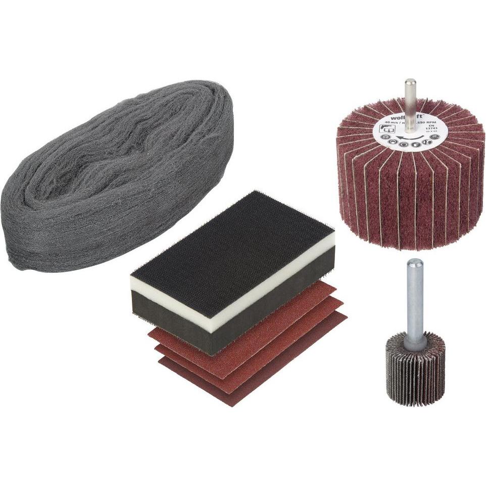 wolfcraft, Schleifmittel, Möbel-Renovierungs-Set, 7-tlg.