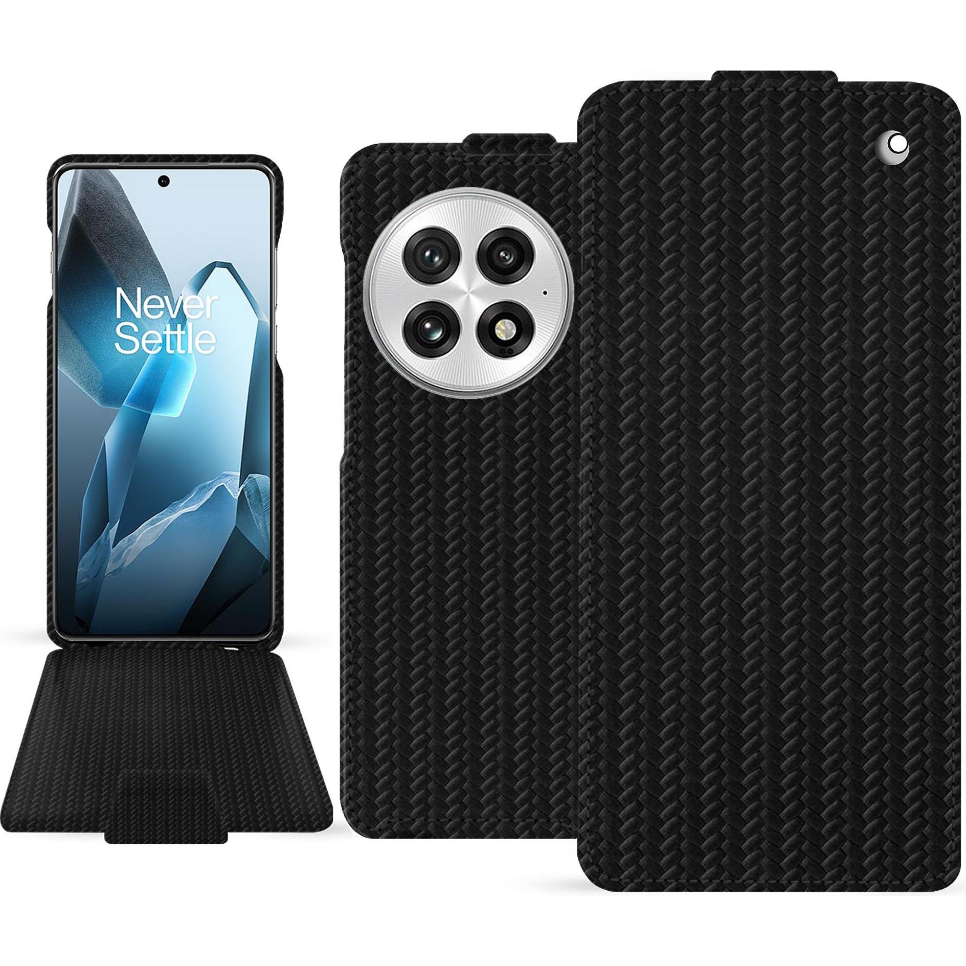 Noreve Lederschutzhülle vertikal (OnePlus 13), Smartphone Hülle, Schwarz
