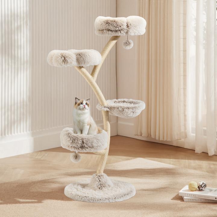 Produktbild Wiltec Designer Kratzbaum (155 cm, Creme, Grau)