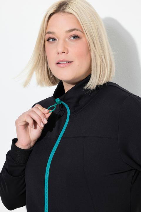 Immagine prodotto Ulla Popken Giacca di felpa con fascia arricciata sulle maniche, cappuccio e zip a cursore doppio (42, 44)