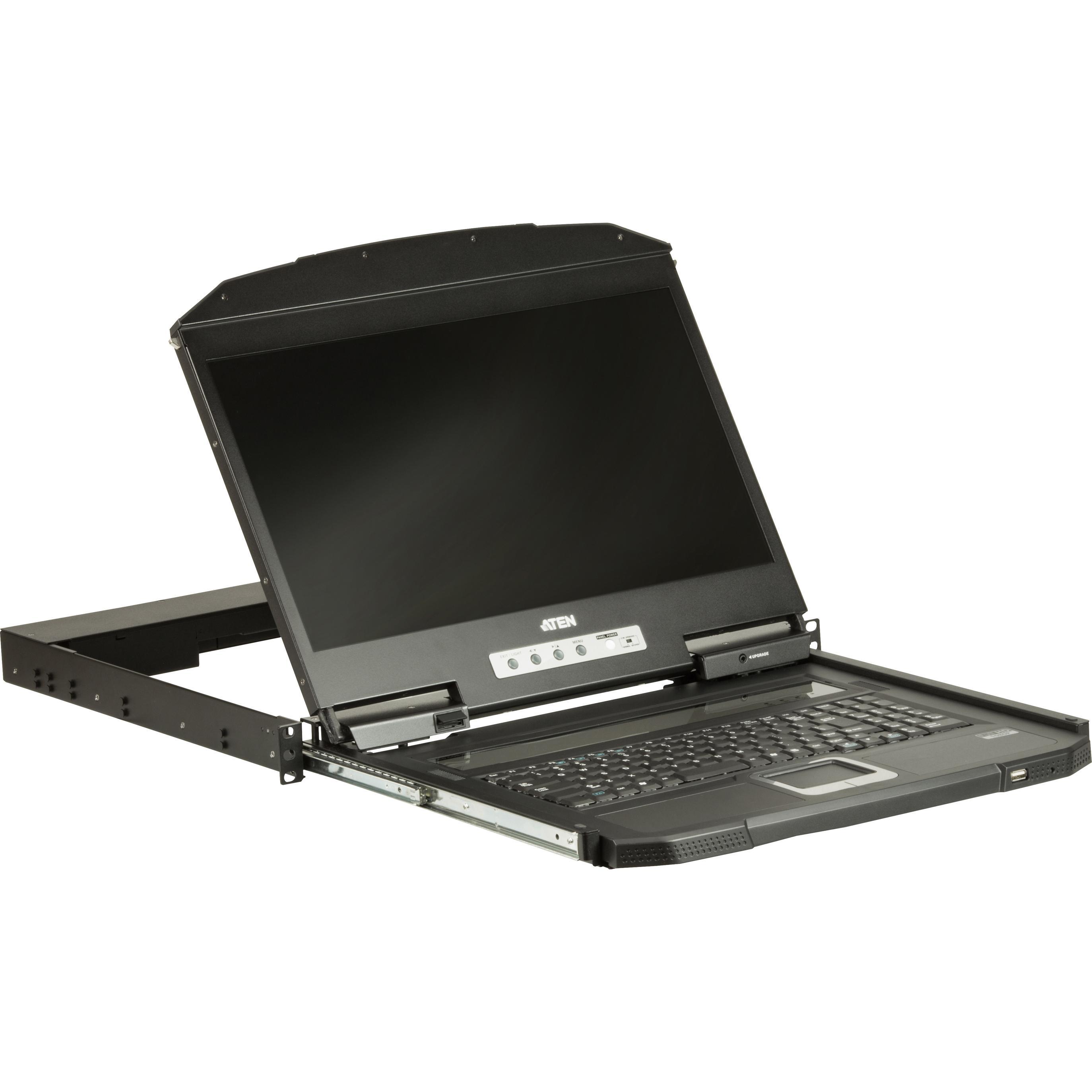 Aten CL3100NX UK Console LCD 18,5" a binario singolo e profondità ridotta (USB, VGA), layout UK, Switch KVM, Nero