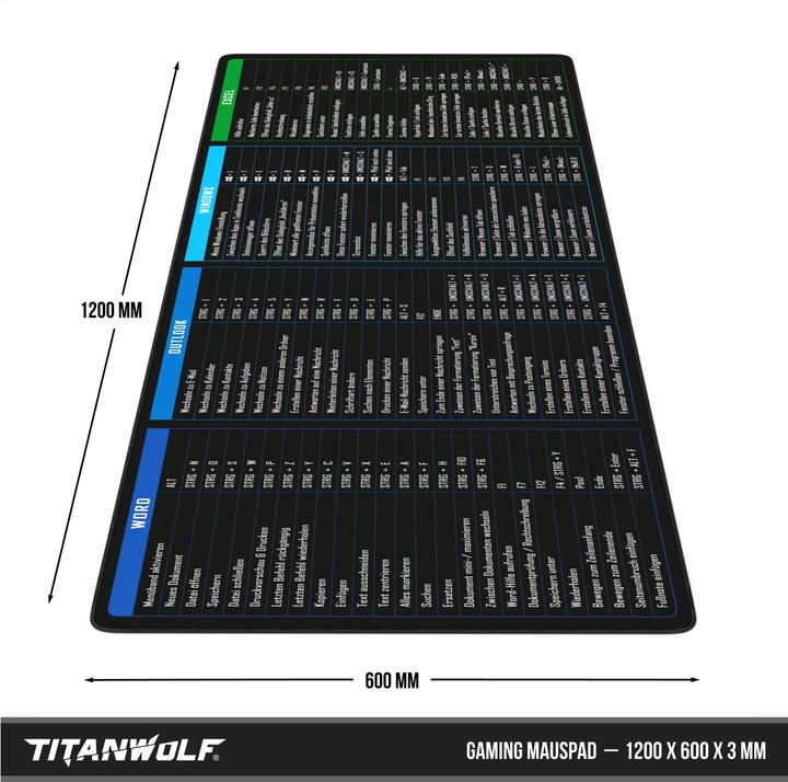 Produktbild Titanwolf Mauspad XXXL Gaming Mousepad 1200 x 600 x 3 mm, Schreibtischauflage, rutschfest, JapanInk Painting (XXL)