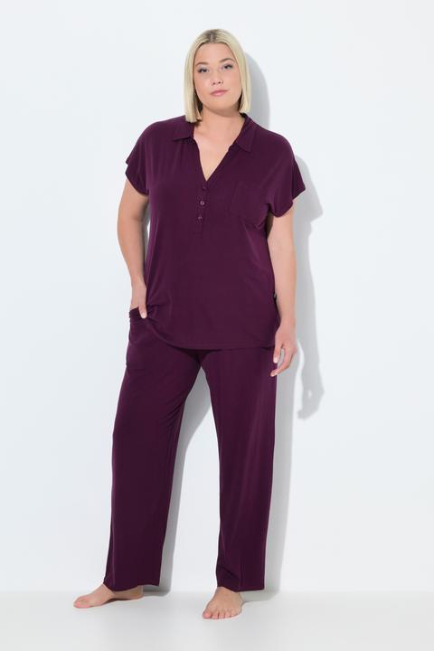 Produktbild Ulla Popken Pyjama, oversized, Zweiteiler, Hemdkragen, Halbarm (50, 52)