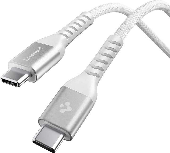 Spigen Essential USB C auf USB C 100W Gewebekabel, weiss EB10010CCA (1 m, 100 W)