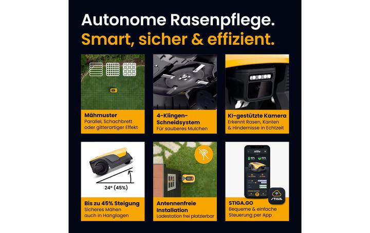 Produktbild Stiga Autonomer Mähroboter A10v inkl. Akku (600 m²)