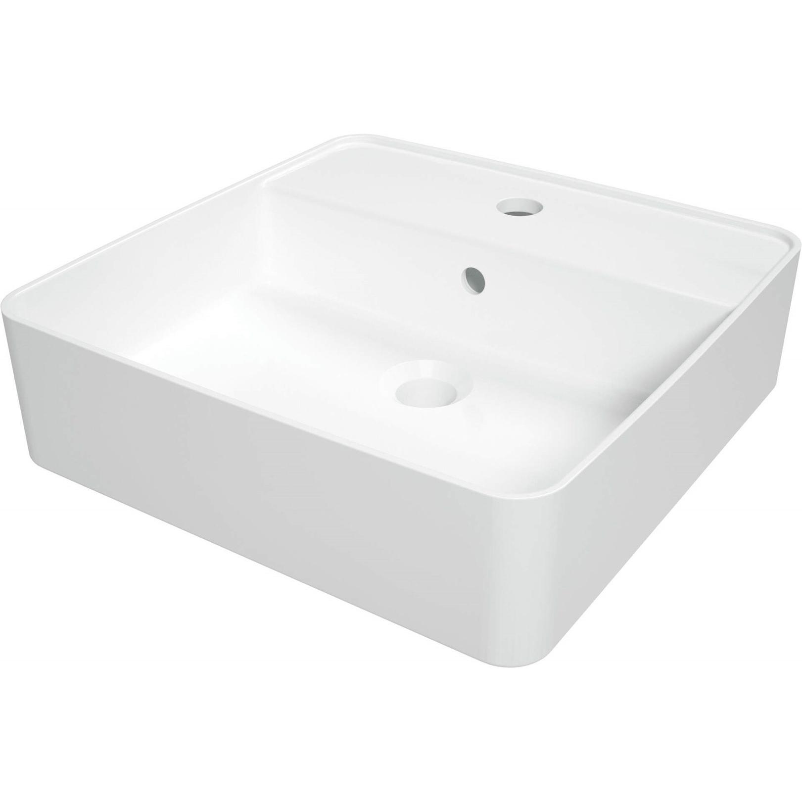 Deante Bianco Lavandino, Lavabo Da Appoggio In Ceramica Con Spazio Per Un Rubinetto