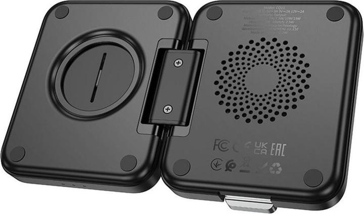 Actual product image Hoco 3-in-1 Foldable Induction Charger Compatible with Apple Watch 15W CQ11 Black (15 W)