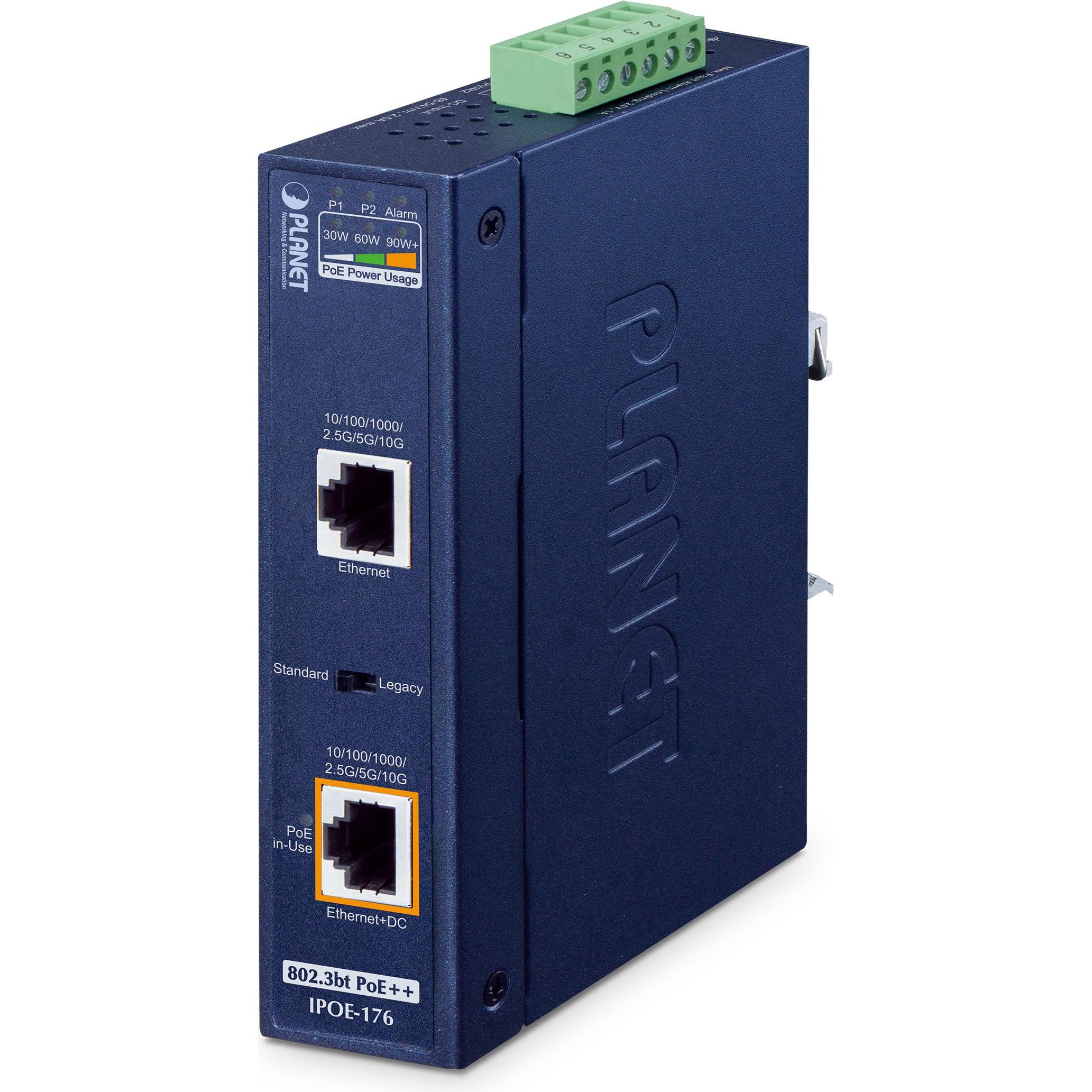 Planet Single-Port 10Gbps 802.3bt PoE+ + Injector, 95 Watts (802.3bt (PoE+++), 95 W), Iniettore PoE
