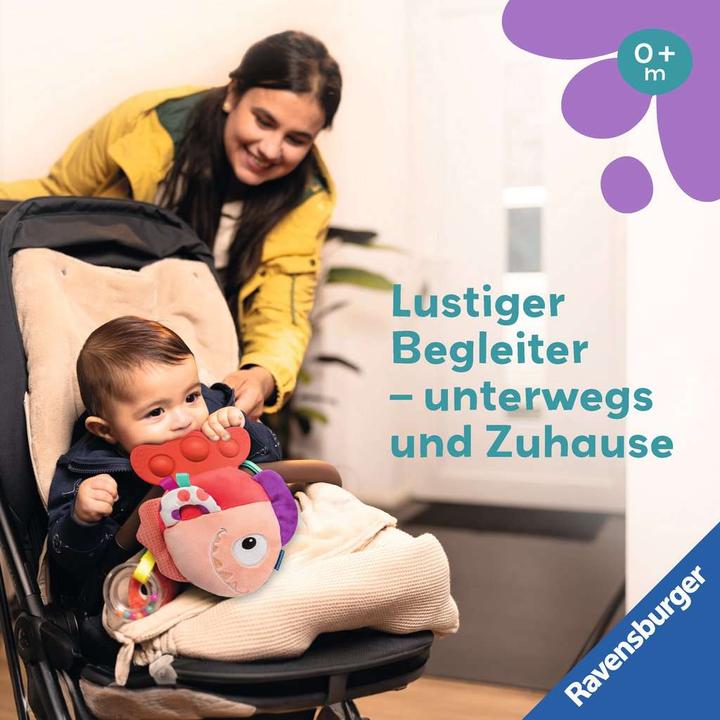 Image du produit Ravensburger 4871 play+ Pop-it Piranha (rouge), Peluche avec de nombreux effets de jeu, Jouet pour bébé