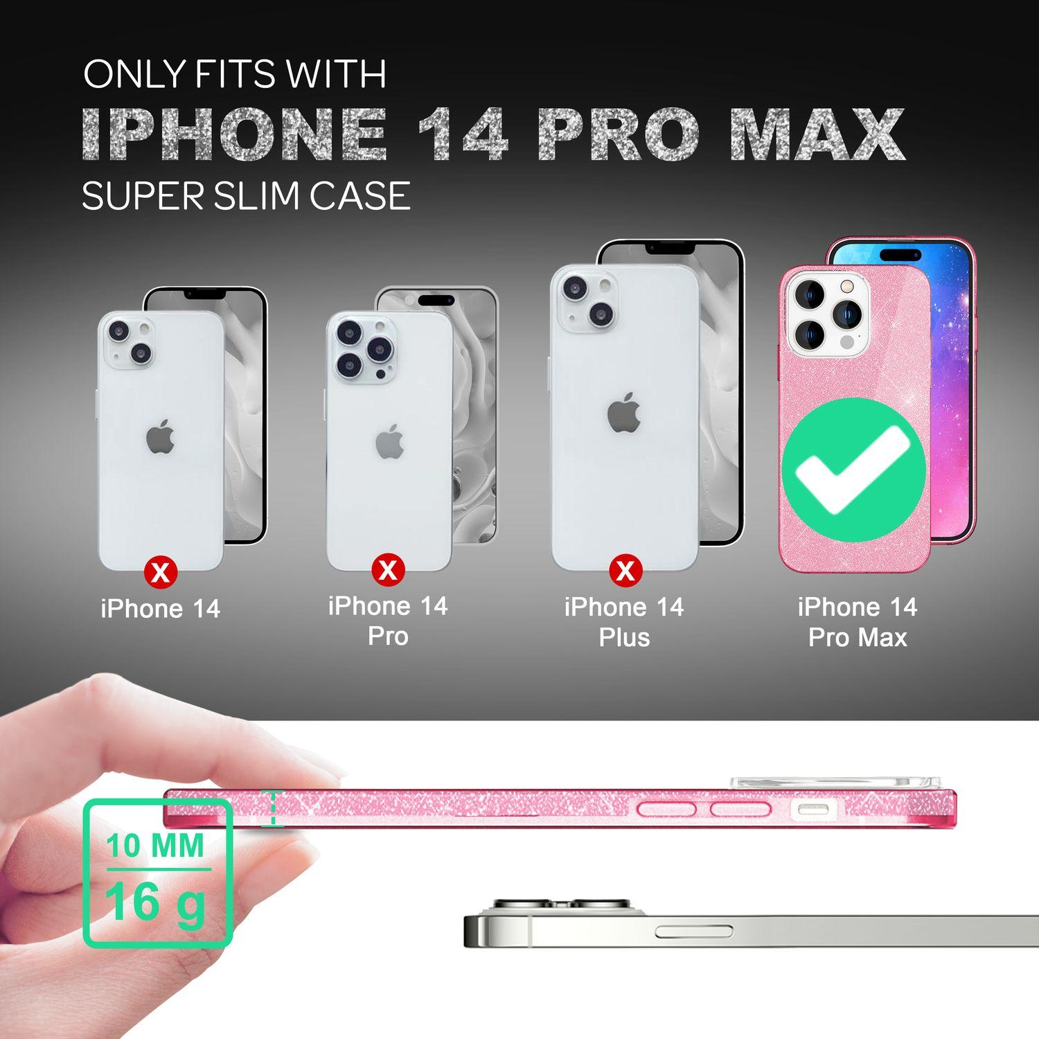 Thumbnail - Nalia Glitzer Hülle (Apple iPhone 14 Pro Max), Smartphone Hülle, Pink