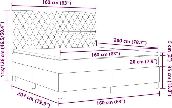Image du produit vidaXL Boxspringbett (160 x 200 cm)