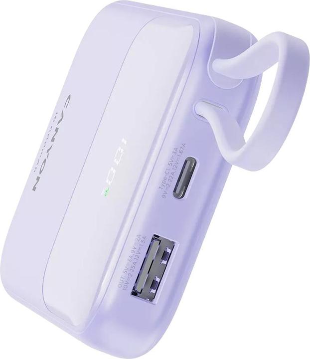 Image du produit Canyon power bank OnPower 101 built-in cable 10000 mAh PD22.5W Violetin (10000 mAh, 22.50 Wh)