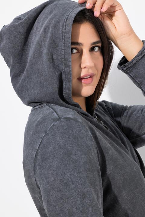 Produktbild Ulla Popken Long-Hoodiejacke, Vintage-Look, A-Linie, Kapuze (46, 48)
