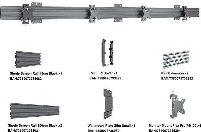 Produktbild Multibrackets Wandhalter 4fach,15"-32", VESA 75x75-100x100 (Wand, 10 kg)