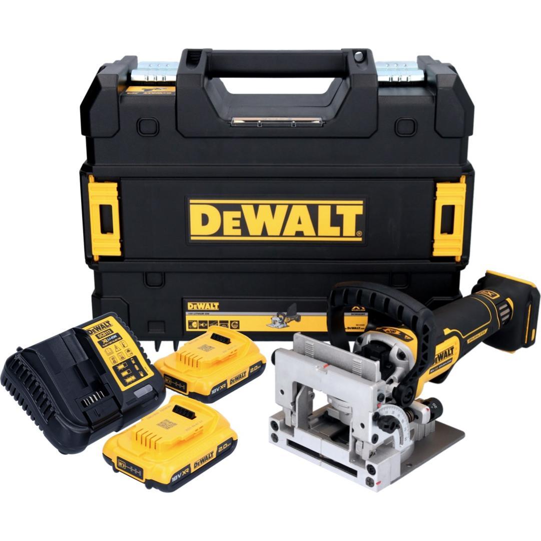 Thumbnail - DeWalt, Fräse, DCW 682 D2T Akku Flachdübelfräse 18 V 102 x 20 mm Brushless + 2x Akku 2,0 Ah + Ladegerät +