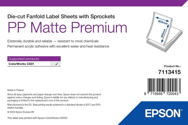 Energie-Label Epson Pp Matte Label Prem Die-Cut