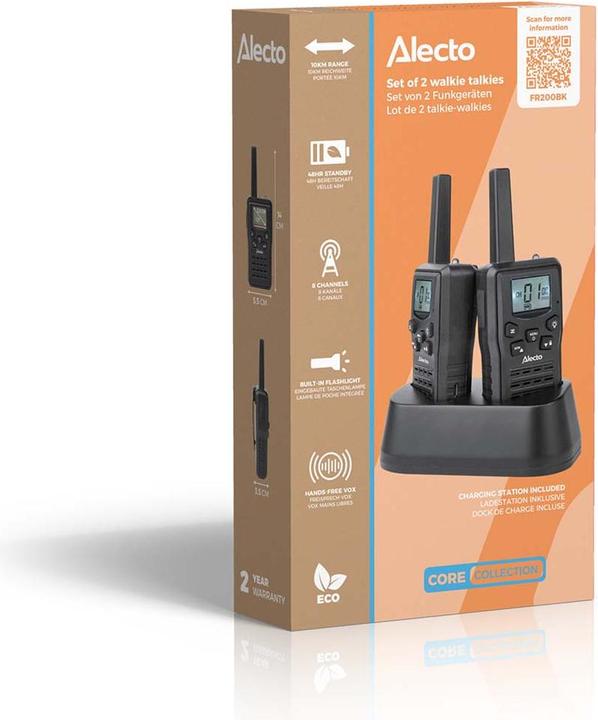 Actual product image Alecto Walkie-Talkie Set | 2 Handsets | Bis zu 10 km | Frequenzkanäle: 8 | PTT / VOX | 24 h Standby (10 km)