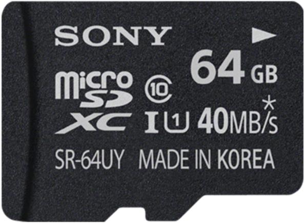 Actual product image Sony 64GB microSD, UHS-I, incl. adapter (64 GB, microSDXC, U1, UHS-I)