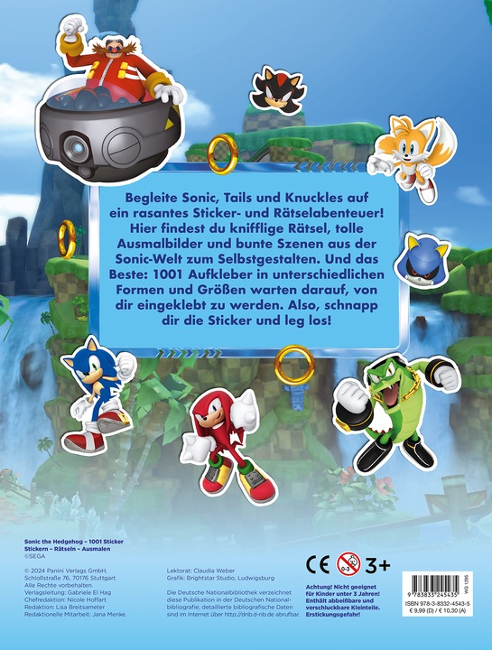 Actual product image Panini Sonic The Hedgehog: 1001 stickers: Stickers - puzzles - colouring in