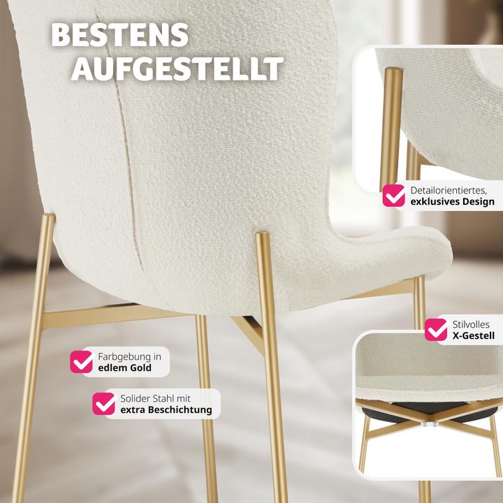 Image du produit tectake Lot de 2 chaises rembourrées Tessa Bouclé