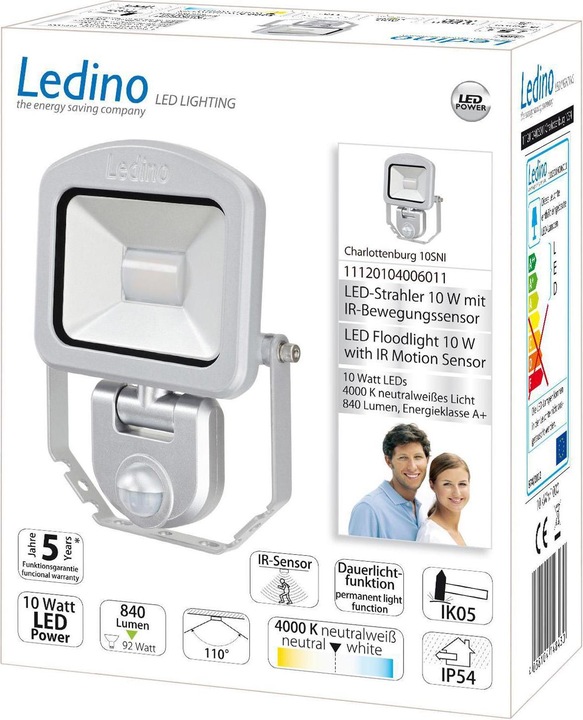 Immagine prodotto Ledino Faretto LED con sensore (840 lm, IP54)