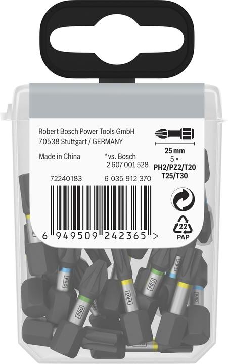 Actual product image Bosch Professional Zubehör PRO Impact Mixed Pack (PZ2, T20, T30, PH2, T25)