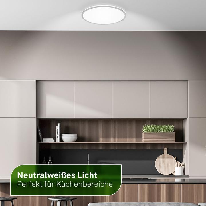Actual product image Briloner Ultra-efficient ceiling light with energy efficiency class A, white with matt chrome edge (1800 lm)