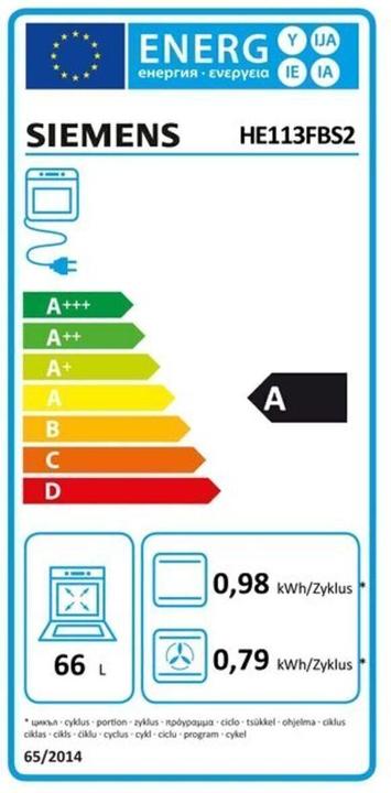 Label énergétique Siemens EQ 111 KS 01 B Ed Cuisinière encastrable(BC) Ceran HE113FBS2+ EA64RGNA1E+ HZ438201