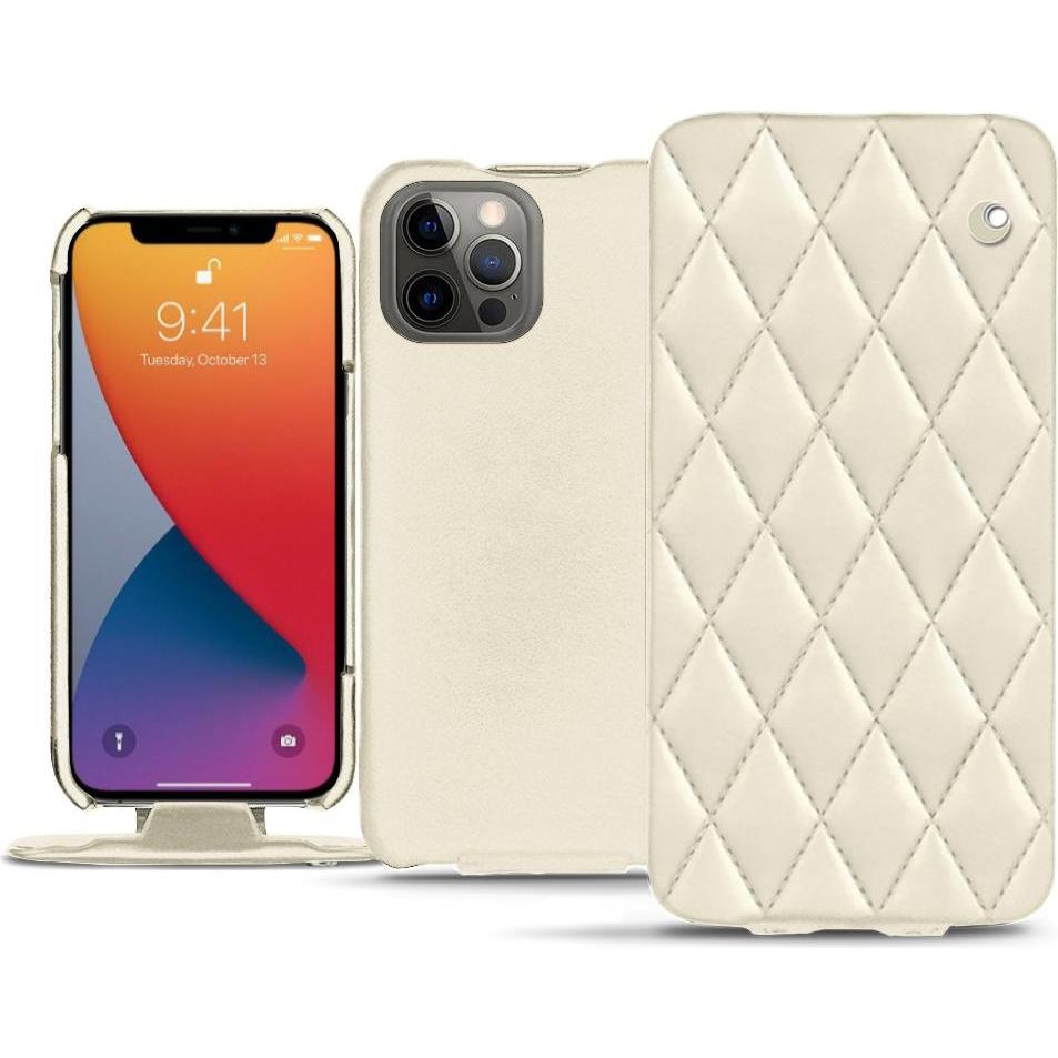 Noreve Lederschutzhülle vertikal (Apple iPhone 13 Pro Max), Smartphone Hülle, Weiss