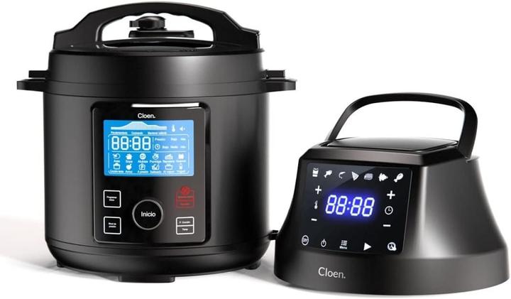 Cloen 2-in-1 Küchenmaschine, programmierbarer Kochtopf und Heissluftfritteuse ohne Öl, 9 Geräte in 1