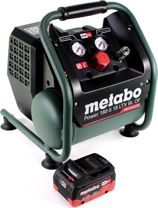 Produktbild Metabo Power 160-5 18 LTX BL OF Akku Kompressor 18 V 8,0 bar Brushless + 1x LiHD Akkupack 8,0 Ah - (8 Bar, 5 l)