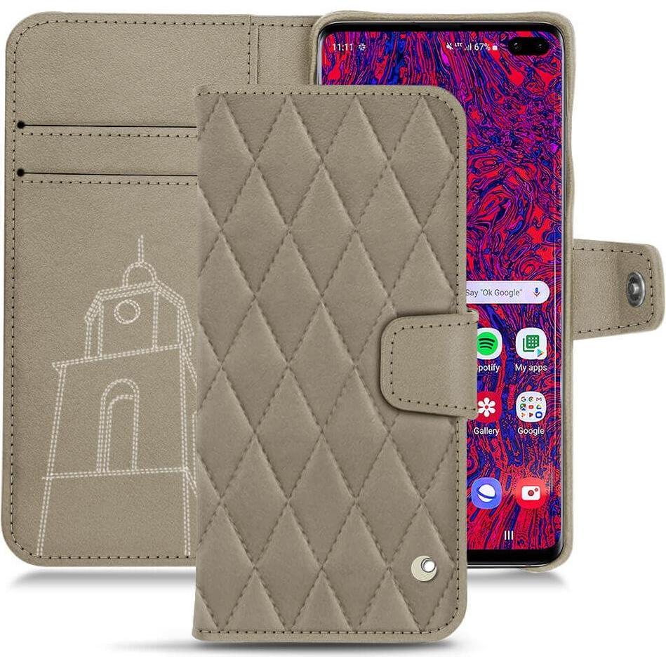 Noreve Lederschutzhülle Wallet (Samsung Galaxy S10+), Smartphone Hülle, Beige
