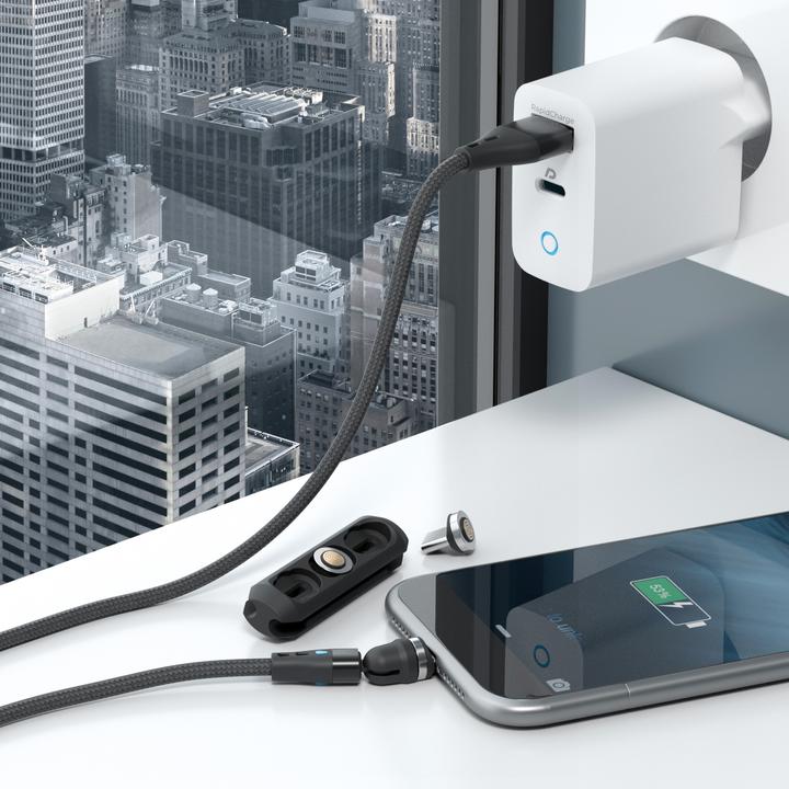 Actual product image RealPower Magnetic cable 3 Amp,2m,black with adapters (2 m, USB 3.0)