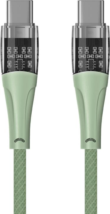 Qualo Transparent nylon cable USB-C - USB-C 1.5m 3A green QTCN-CC-04 (1.50 m)