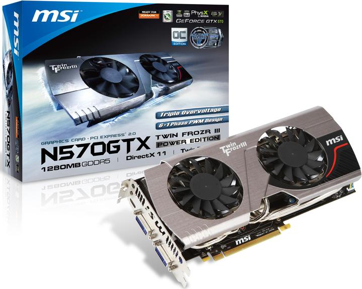 Produktbild MSI GTX-570 Twin Frozr III PE/OC (1.28 GB, GDDR5)