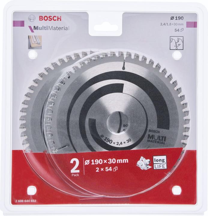 Bosch Zubehör 2x Multi Materiale 190x30x2.4/1.8x54T