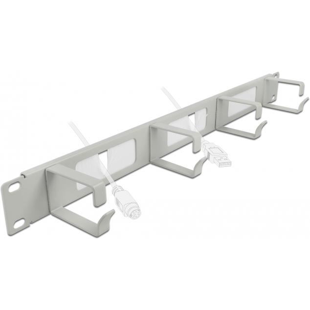 Delock Cable Management Brush Strip with 4 hooks, Serverschrank Zubehör, Grau