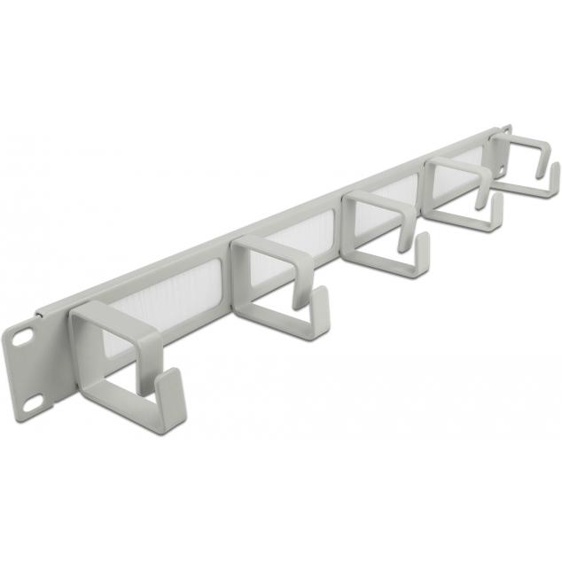 Delock Cable Management Brush Strip with 5 hooks, Serverschrank Zubehör, Grau