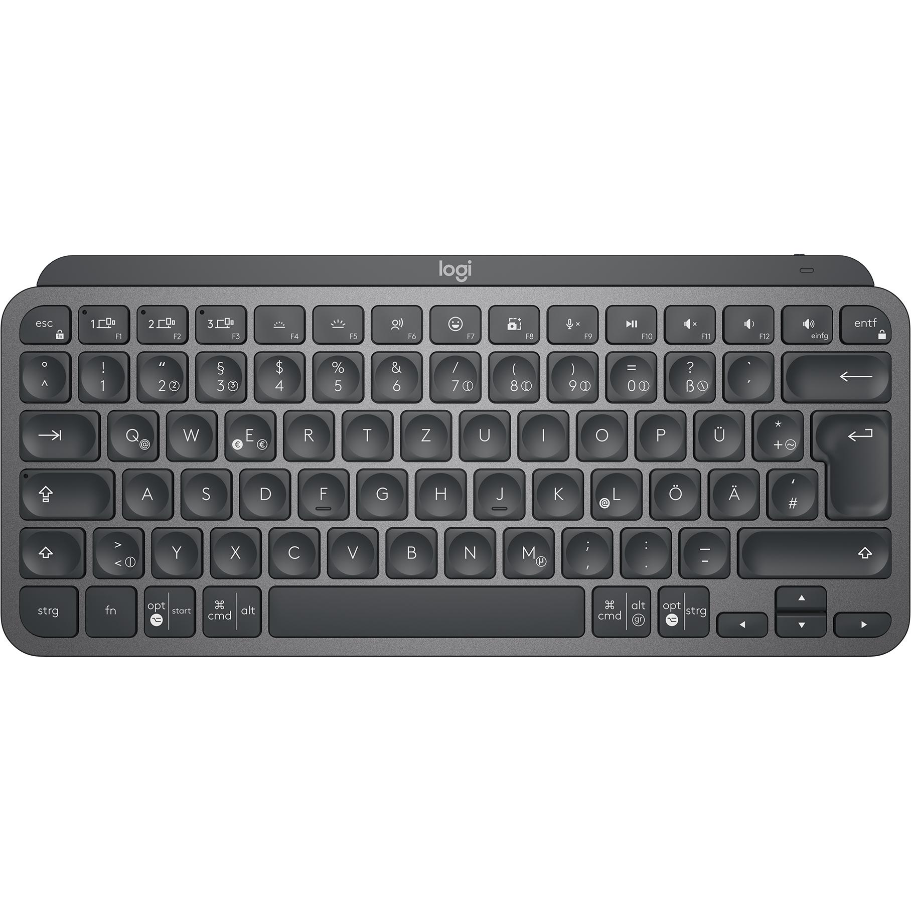 Logitech MX Keys Mini (DE, Kabellos), Tastatur, Grau