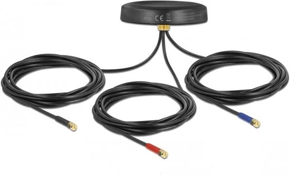 Immagine prodotto Delock Antenna multibanda LTE UMTS GSM GNSS 3 x connettore SMA omnidirezionale da tetto nero per esterni (GSM)